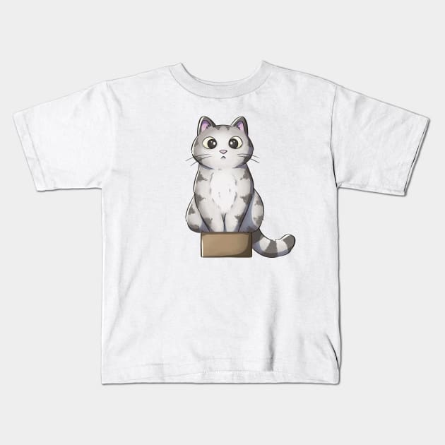 Tabby Cat Sitting In Small Box Kids T-Shirt by Meowrye